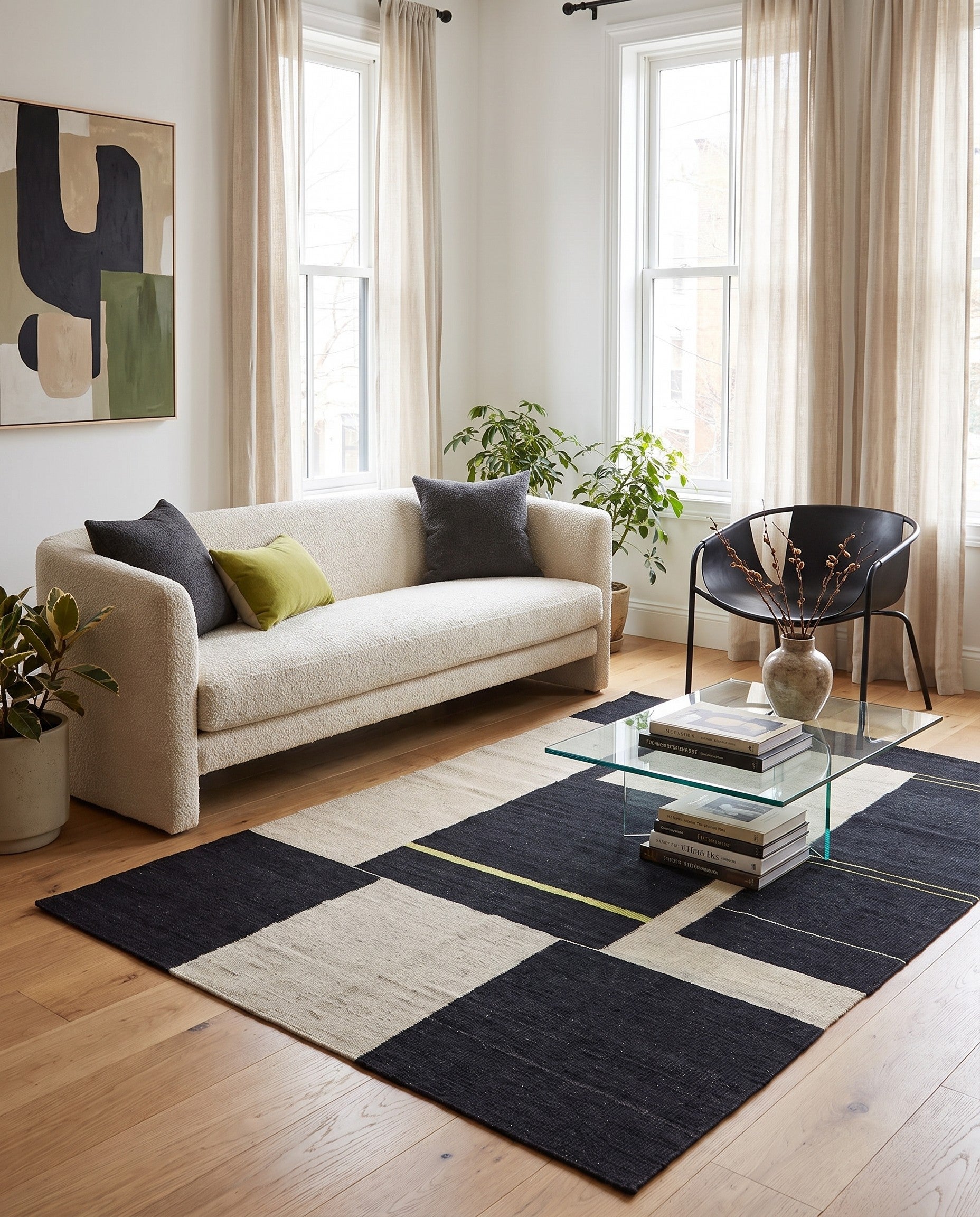 4' x 5' 10 Hand Woven Kilim Modern Wool Rug