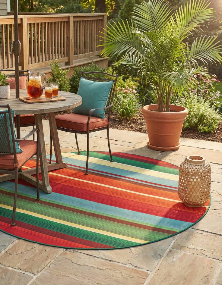 Detail image of 7' x 7' Washable Modern Indoor / Outdoor Round Rug
