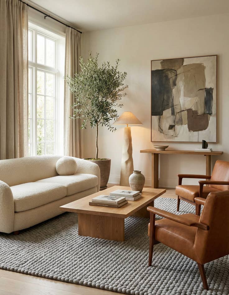 Detail image of 8' x 10' Felt Ball Wool Rug