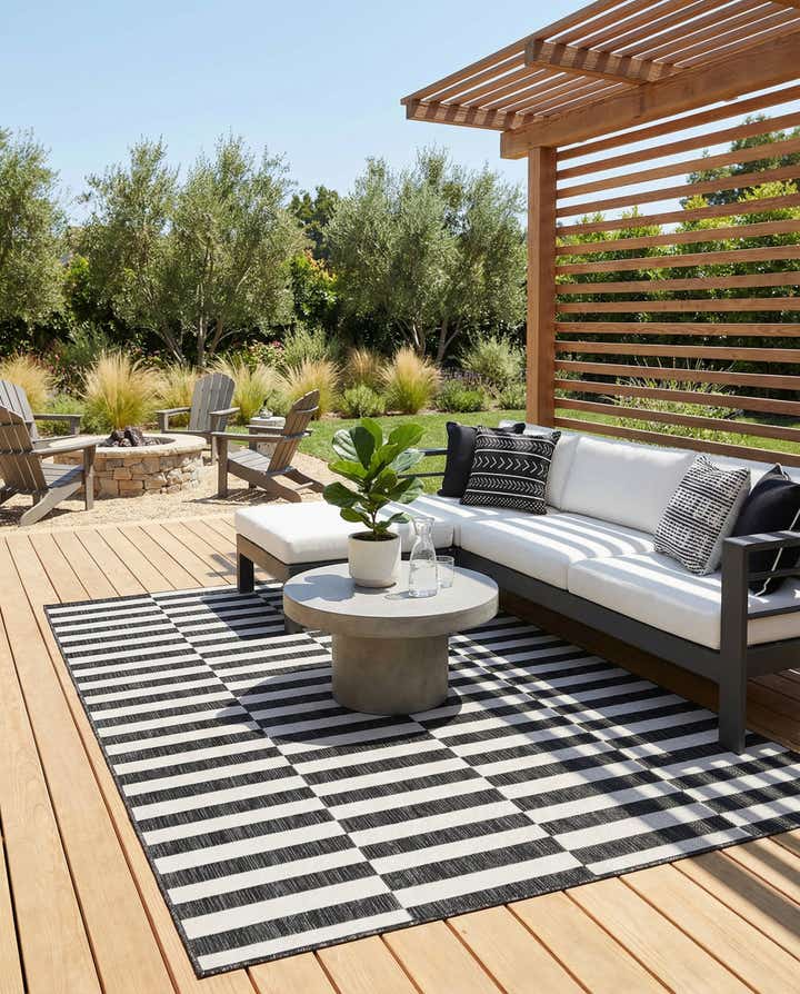 6' x 9' Easy-Clean Striped Indoor / Outdoor Rug