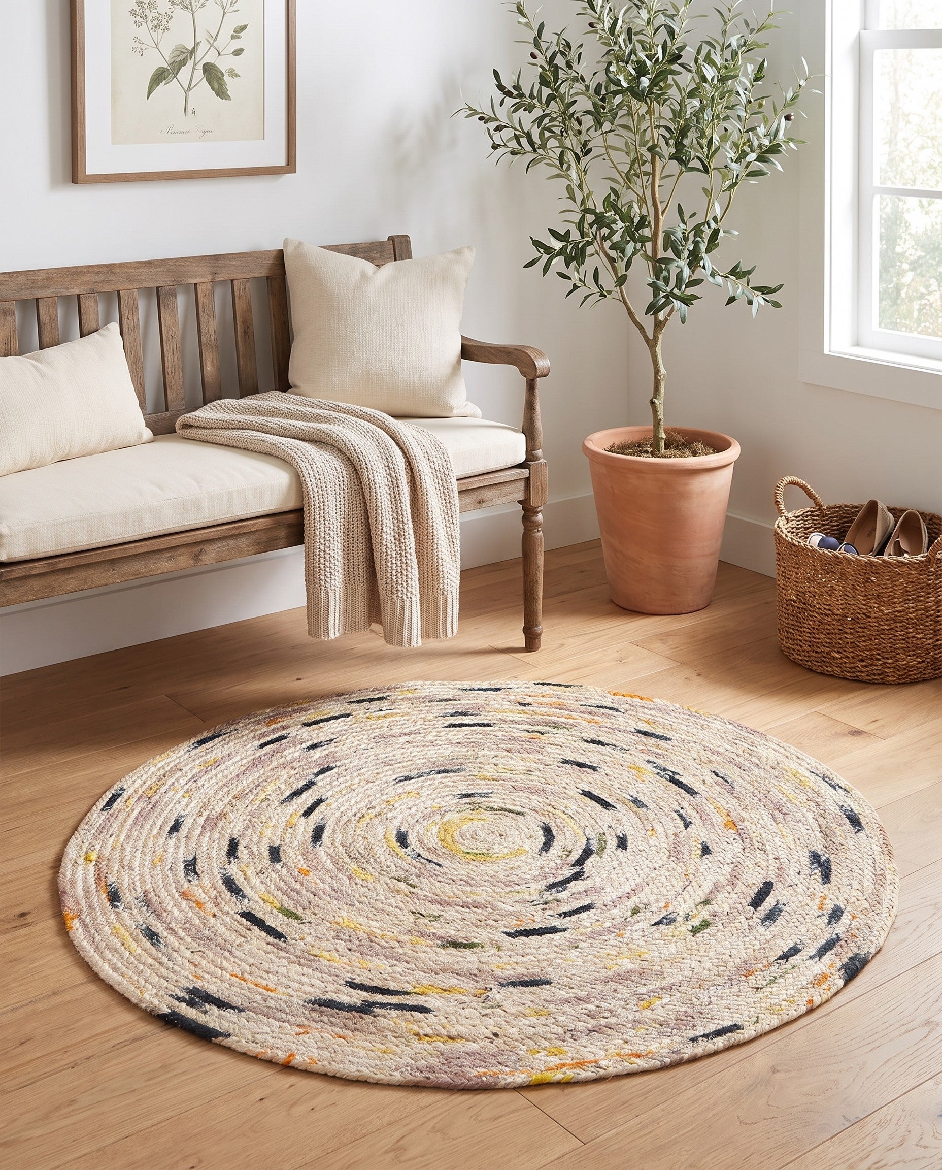 3' x 3' Handmade Braided Jute Round Rug