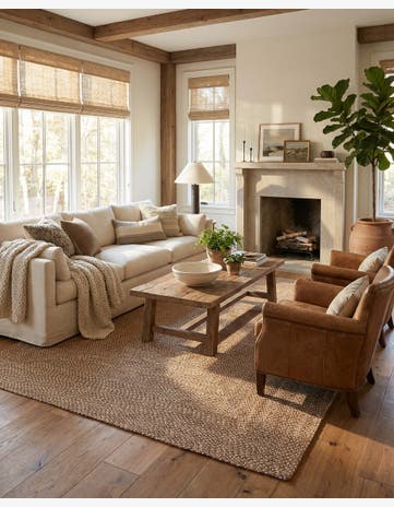 Light Brown Handmade Tweed Braided Jute Rug