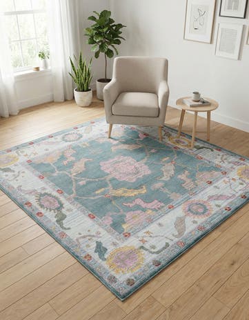 Gray and Blue Paragon Square Rug