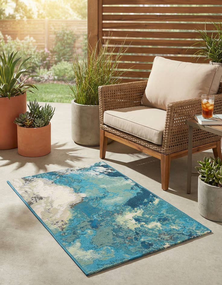 Detail image of 2' x 3' 1  Washable Modern Indoor / Outdoor Rug