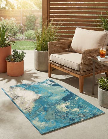 2' x 3' 1 Easy-Clean Modern Indoor / Outdoor Rug