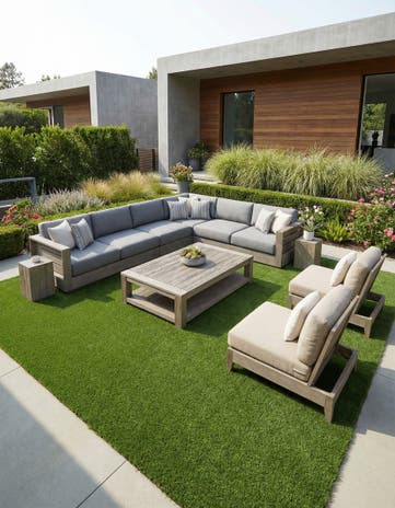 Green Easy-Clean Grass Indoor / Outdoor Square Rug