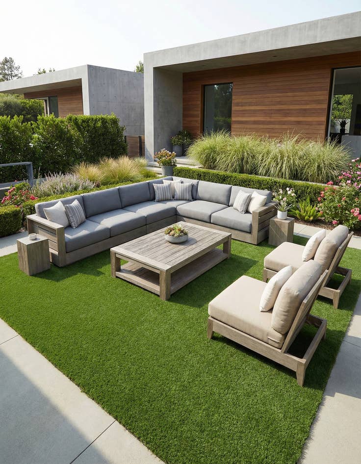 Detail image of 13' x 13'  Washable Grass Indoor / Outdoor Square Rug