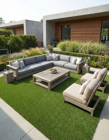 Green Easy-Clean Grass Indoor / Outdoor Square Rug