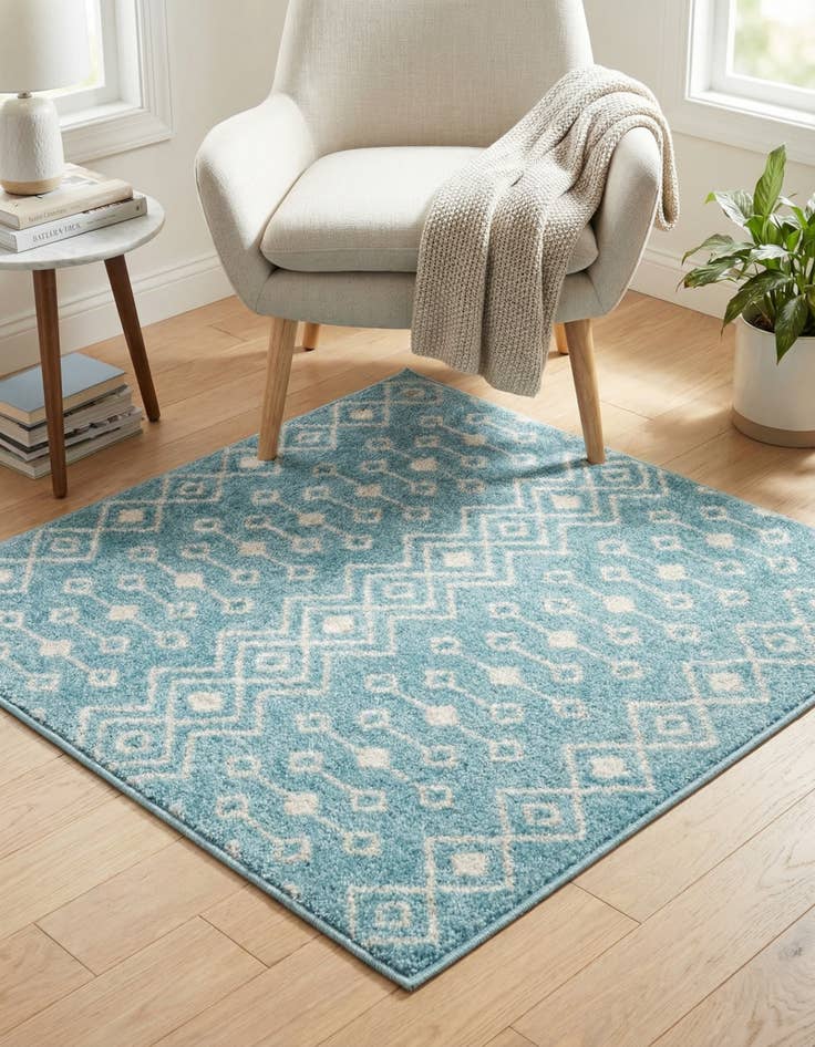 Detail image of 3' 3 x 3' 3 Moroccan Trellis Square Rug