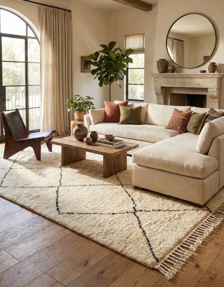 Detail image of 6' 8 x 10' 3 Hand Knotted Moroccan Wool Rug