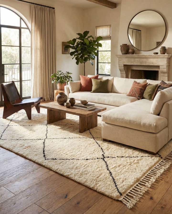 6' 8 x 10' 3 Hand Knotted Moroccan Wool Rug