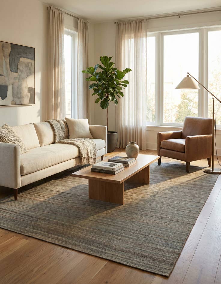 Detail image of 6' 9 x 9' 5 Hand Woven Kilim Modern Wool Rug