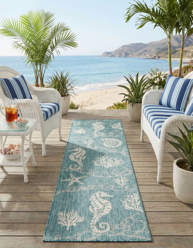 Detail image of 2' x 8' Easy-Clean Coastal Indoor / Outdoor Runner Rug