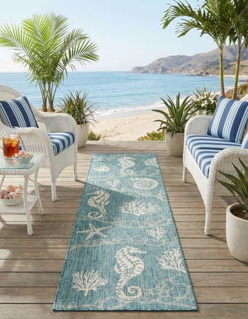 2' x 8' Easy-Clean Coastal Indoor / Outdoor Runner Rug