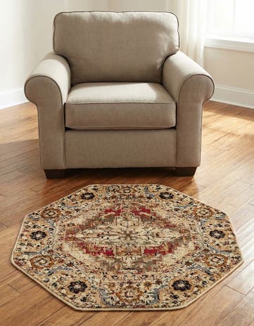 Burgundy Beige Saturn Octagon Rug