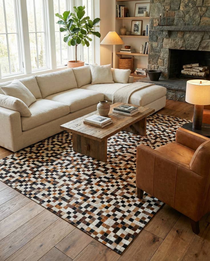 Detail image of 5' 5 x 7' 8 Cowhide Stocks Rug