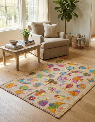 3' 5 x 4' 8 Hand Woven Kilim Suzani Wool Rug