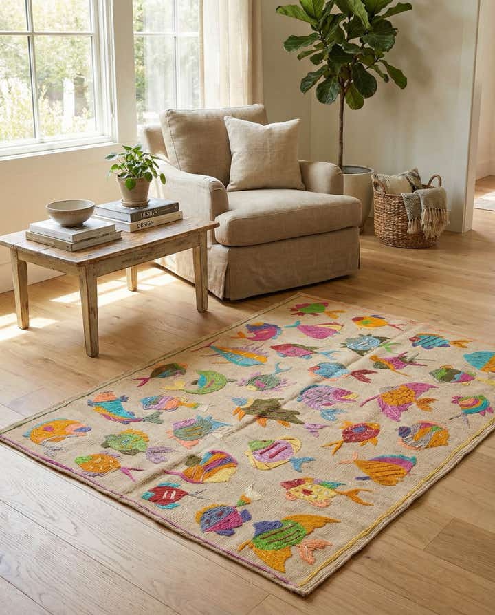 3' 5 x 4' 8 Hand Woven Kilim Suzani Wool Rug