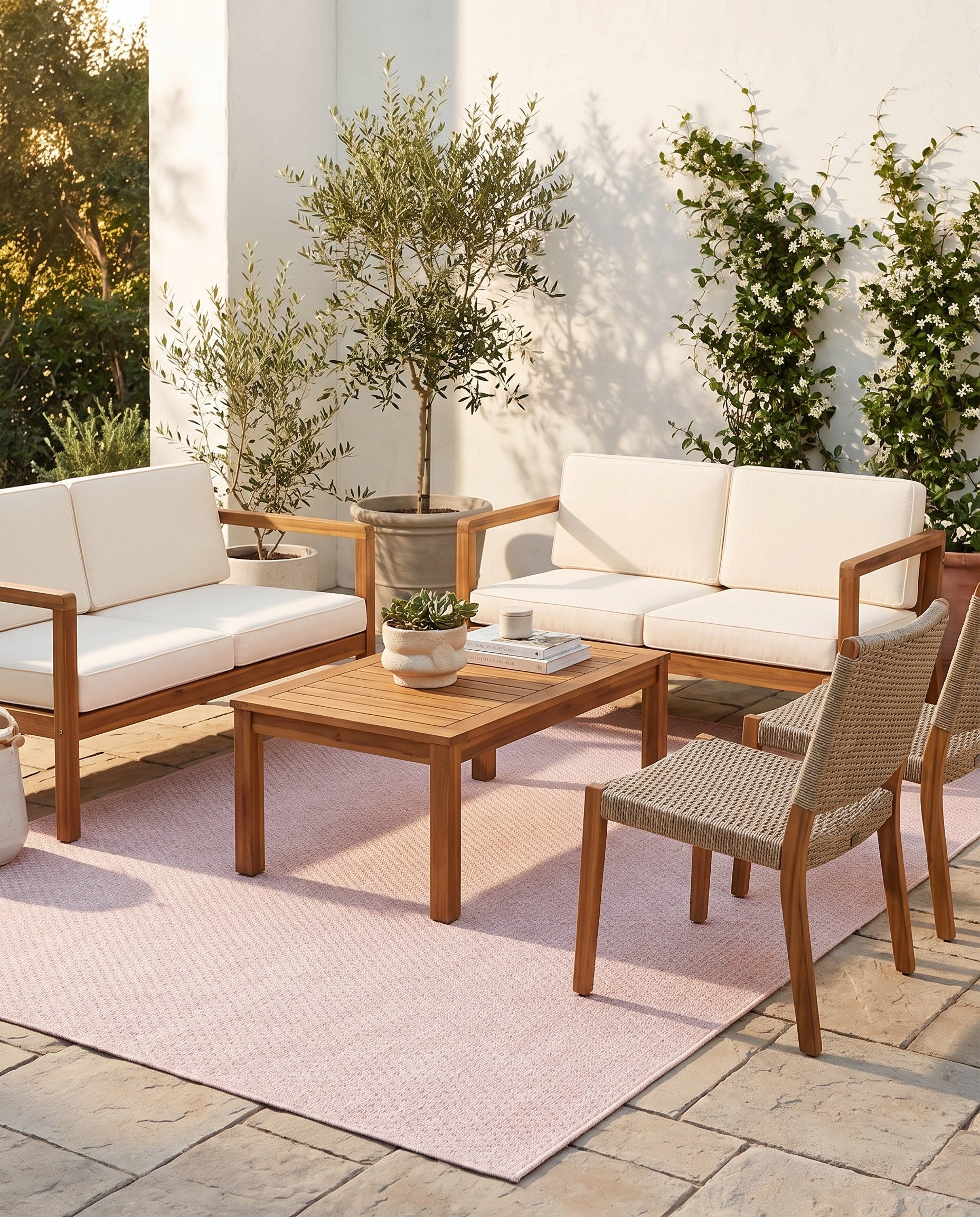 Whisper Pink Easy-Clean Solid Indoor / Outdoor Rug