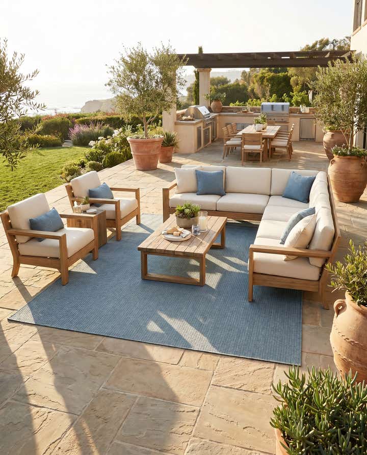 9' x 12' Easy-Clean Checkered Indoor / Outdoor Rug