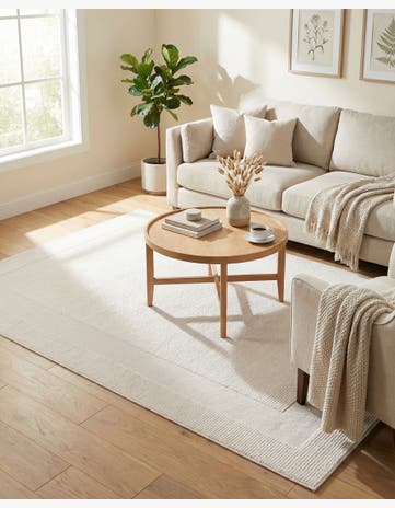 Ivory White Textura Designer Rug