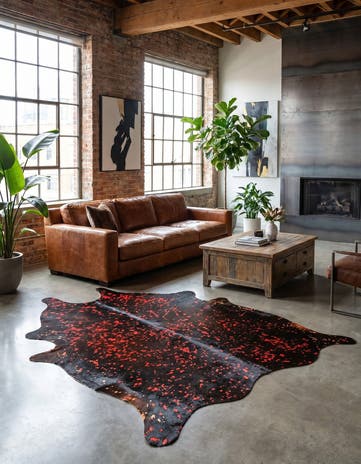 6' 2 x 7' 9 Cowhide Leather Rug