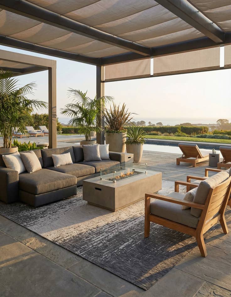 Detail image of 13' x 13'  Washable Modern Indoor / Outdoor Square Rug