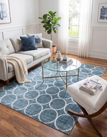 Blue Lattice Trellis Rug