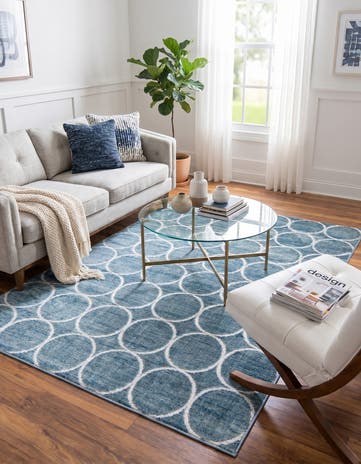 Blue Lattice Trellis Rug
