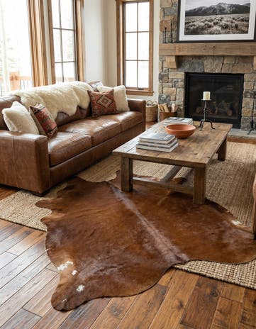 6' 5 x 7' 3 Cowhide Leather Square Rug