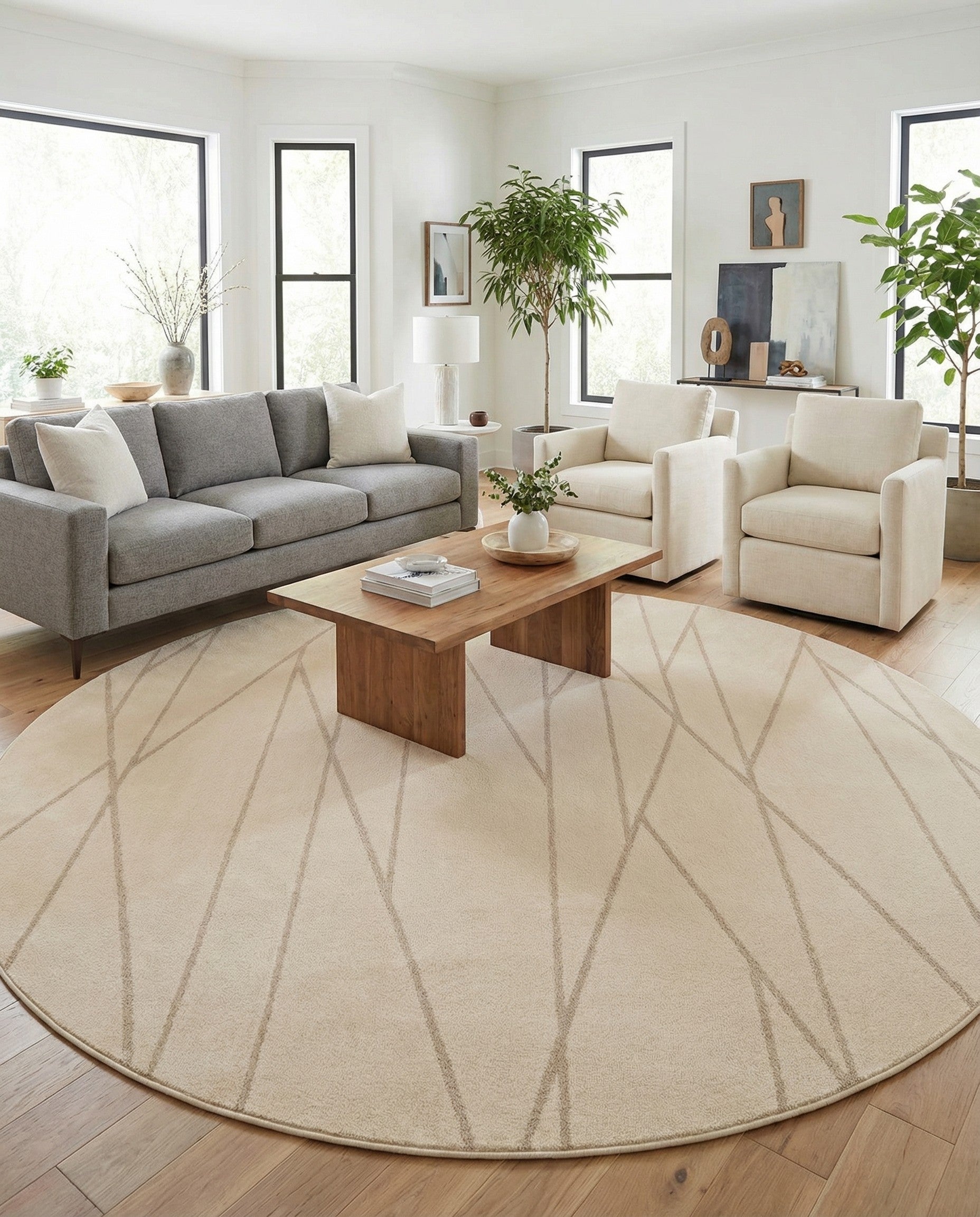 Ivory Contour Round Rug