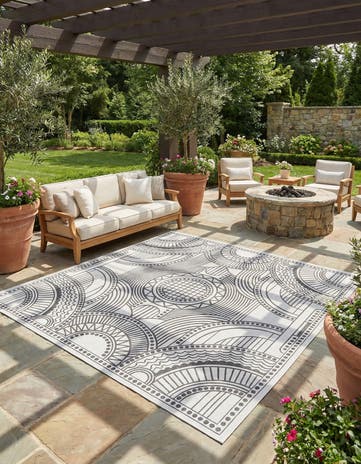 13' x 13' Easy-Clean Traditional Indoor / Outdoor Square Rug
