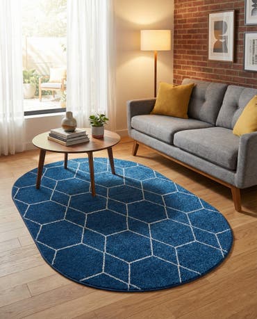  3' x 5' 3 Lattice Frieze Oval Rug