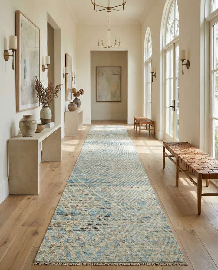 4' 3 x 19' 2 Hand Knotted Moroccan Wool Runner Rug