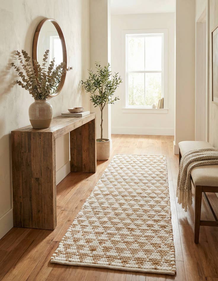 Detail image of 2' 2 x 6' 1 Hand Woven Chindi Jute Runner Rug