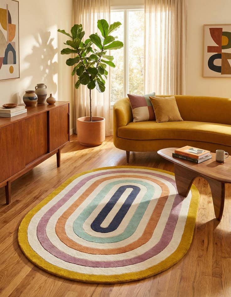 Detail image of 5' 1 x 8' Hand Tufted Wool Oval Rug