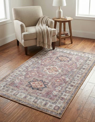 Antique Rose Pink Washable Timeless Rug