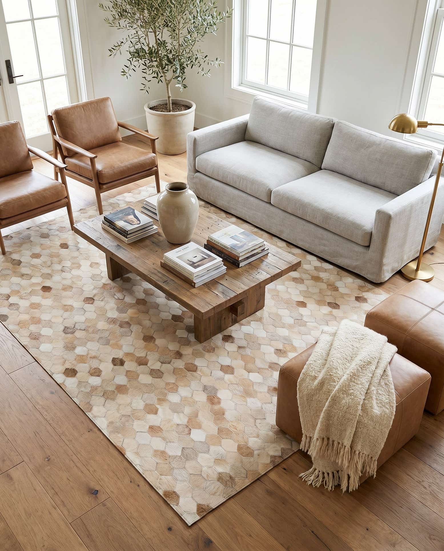 4' 8 x 6' 8 Cowhide Stocks Rug