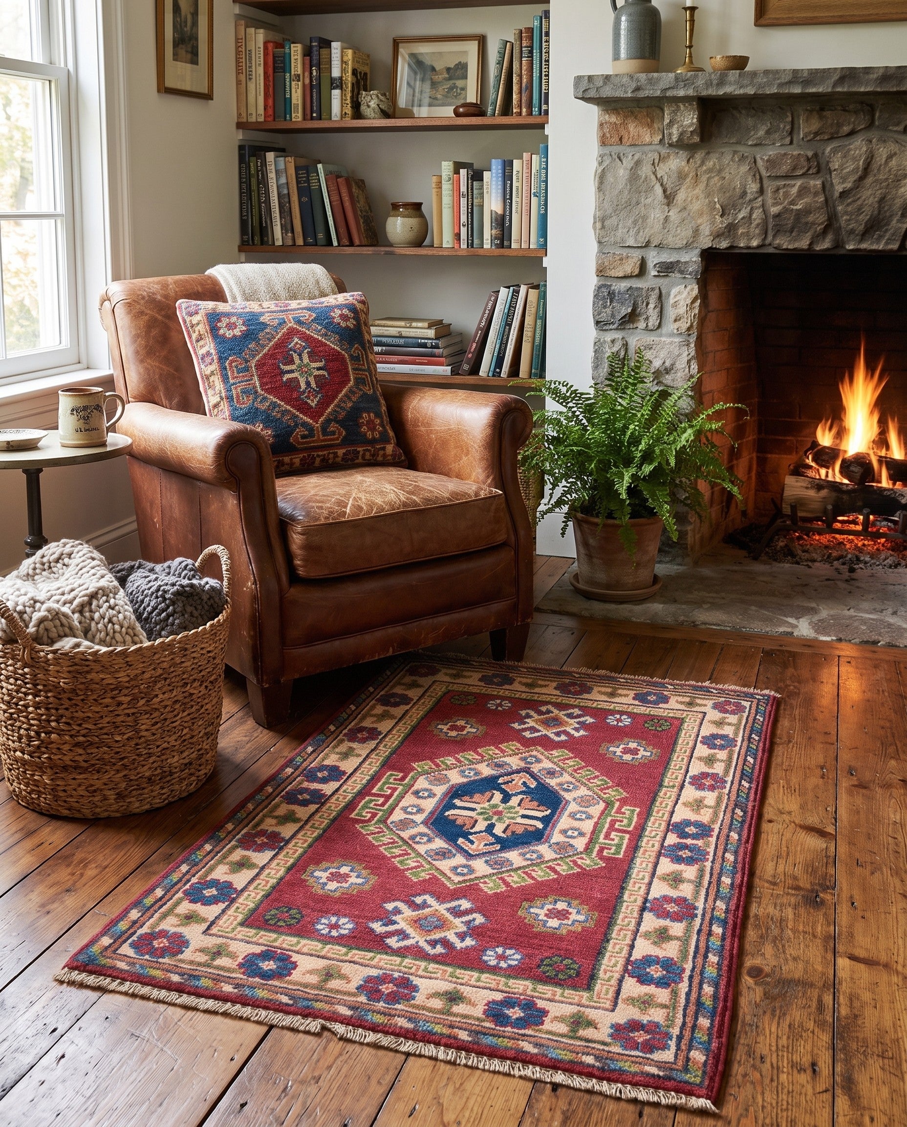 2' x 2' 11 Hand Knotted Kazak Rug