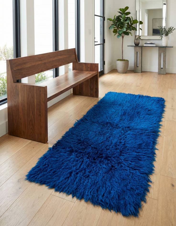 Detail image of 2' 4 x 4' 7 Hand Knotted Moroccan Wool Runner Rug