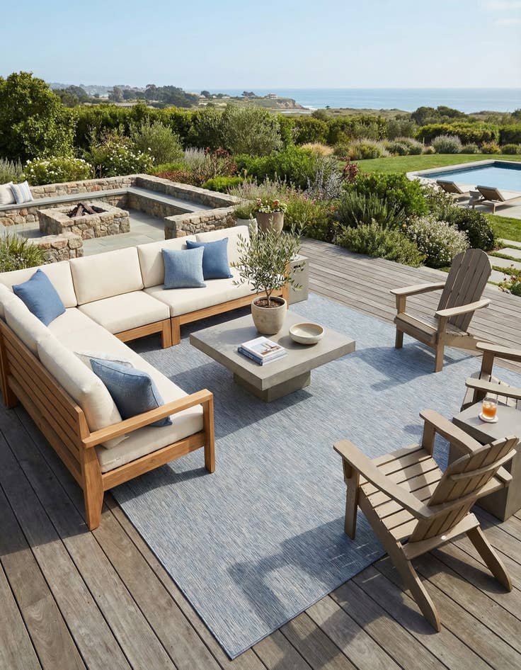 Detail image of 10' 2 x 10' 3 Easy-Clean Solid Indoor / Outdoor Square Rug