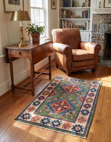 1' 11 x 3' 1 Hand Knotted Kazak Rug