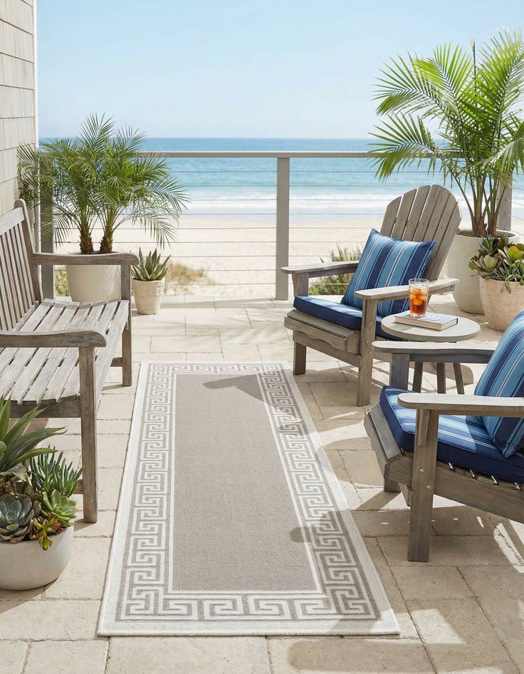 Detail image of 2' x 6' Washable Coastal Indoor / Outdoor Runner Rug