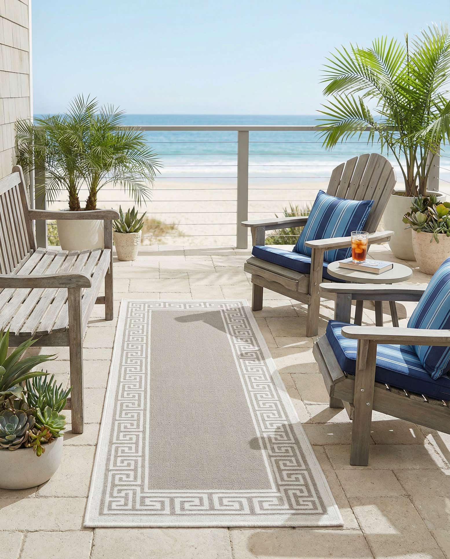 2' x 6' Easy-Clean Coastal Indoor / Outdoor Runner Rug