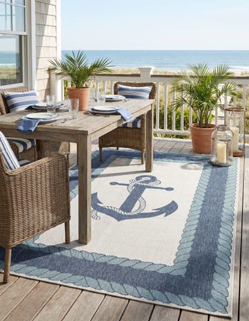 5' 3 x 8' Easy-Clean Coastal Indoor / Outdoor Rug
