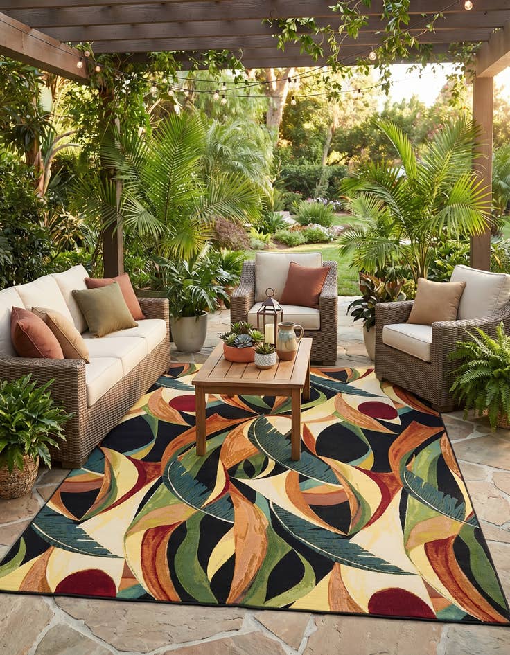 Detail image of 10' x 13' Easy-Clean Botanical Indoor / Outdoor Rug