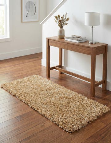 2' 5 x 4' 7 Hand Knotted Solid Shag Runner Rug