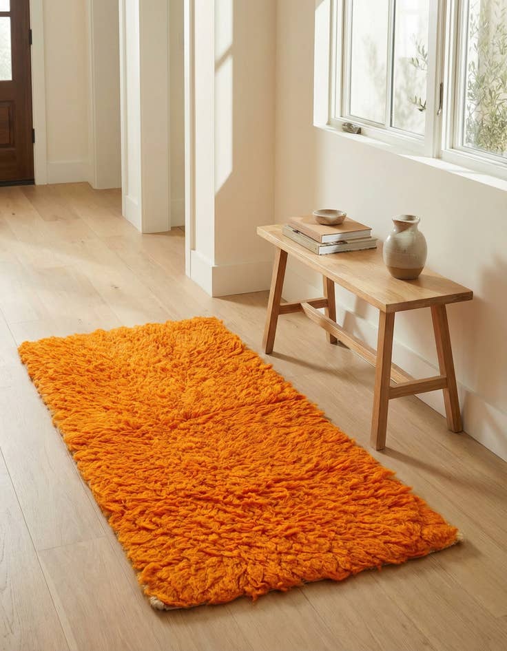 Detail image of 2' 4 x 4' 4 Hand Knotted Moroccan Wool Runner Rug