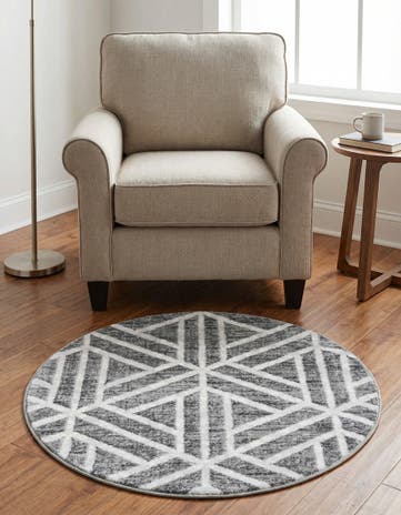 3' 3 x 3' 3 Lattice Trellis Round Rug