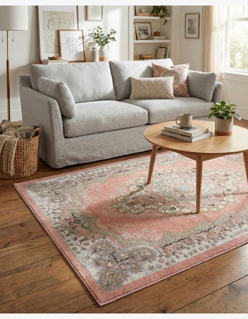 Rose Pink Kamala Washable Rug